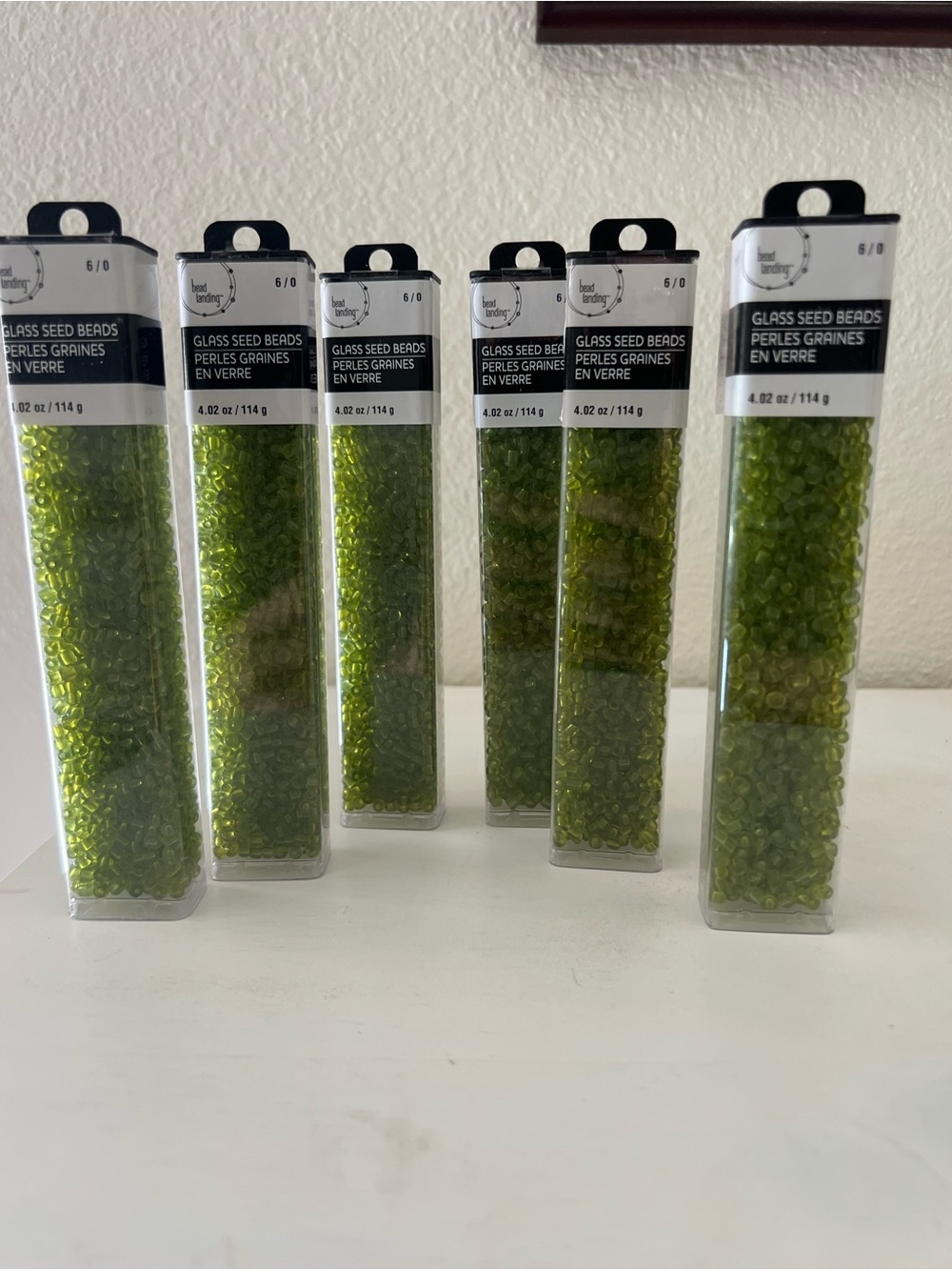 Bead Landing Olive/light  Green Glass Seed Beads - 6/0 Tubes(6)